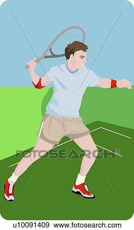 Stock Illustration - Side profile of a young man playing tennis. Fotosearch