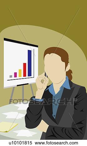Stock Illustration - Businesswoman talking on a mobile phone. Fotosearch