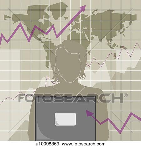 Stock Illustration - Businesswoman using a laptop. Fotosearch