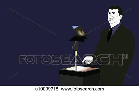 Close-up of a businessman giving a speech View Large Illustration Stock Illustration - Close-up of a businessman giving a speech. Fotosearch