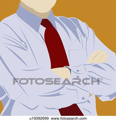 Stock Illustration - Close-up of a businessman standing with his arms crossed. Fotosearch