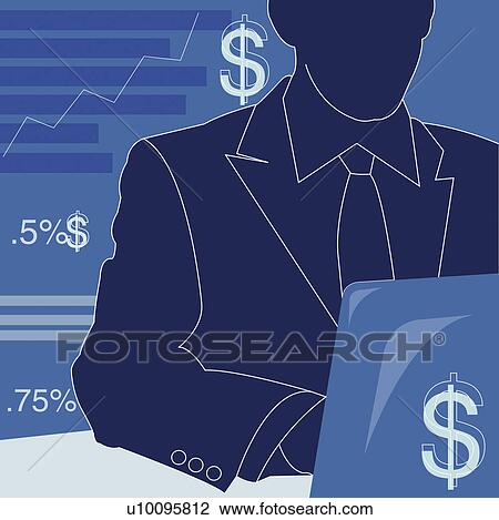 Drawing - Close-up of a businessman using a laptop. Fotosearch