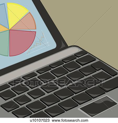Drawing - Close-up of a laptop. Fotosearch