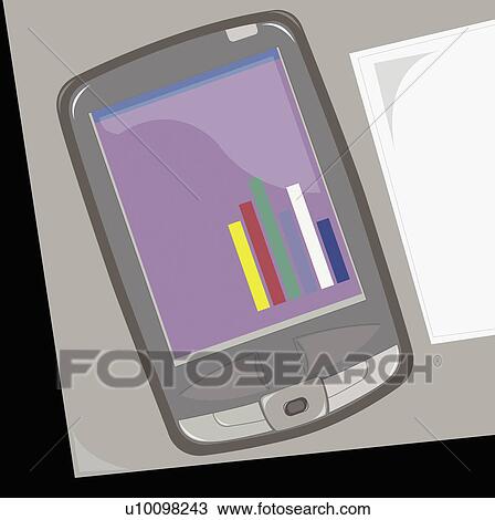 Drawing - Close-up of a mobile phone. Fotosearch