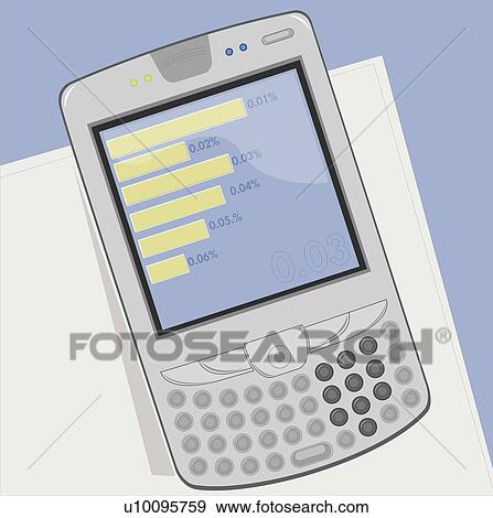 Stock Illustration - Close-up of a personal data assistant. Fotosearch