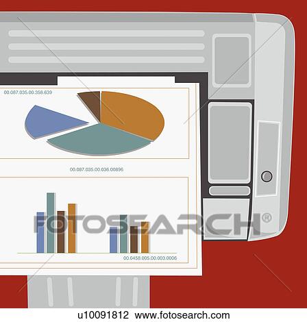 Close-up of a printout View Large Illustration Drawing - Close-up of a printout. Fotosearch