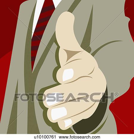 Mid section view of a businessman reaching out for a handshake View Large Illustration Clip Art - Mid section view of a businessman reaching out for a handshake. Fotosearch