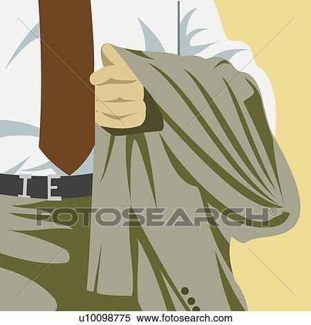Stock Illustration - Mid section view of a businessman holding his jacket. Fotosearch