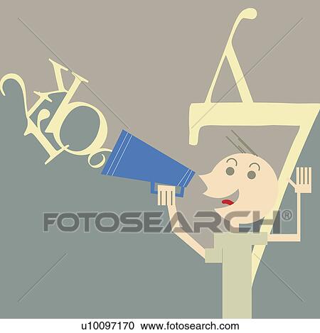 Close-up of a person holding a megaphone View Large Illustration Clipart - Close-up of a person holding a megaphone. Fotosearch