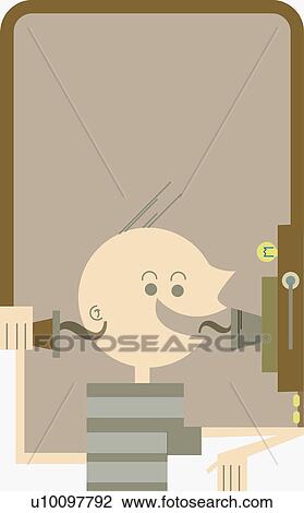 Close-up of a person talking on the telephone View Large Illustration Drawing - Close-up of a person talking on the telephone. Fotosearch