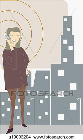 Stock Illustration - Close-up of a woman using a mobile phone. Fotosearch