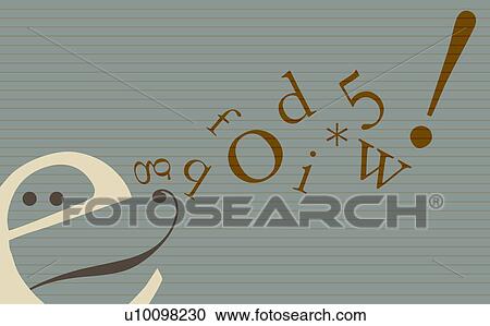 Close-up of alphabets and numbers emitting from the alphabet e View Large Illustration Clipart - Close-up of alphabets and numbers emitting from the alphabet e. Fotosearch