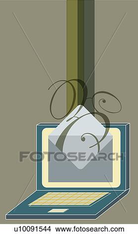 Stock Illustration - Close-up of an open laptop. Fotosearch