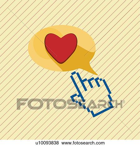 Stock Illustration - Cursor pointing to a heart shape. Fotosearch