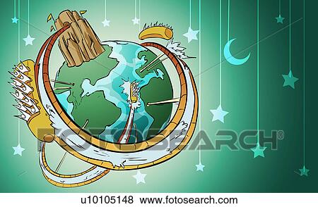 Amusement park ride above the earth View Large Illustration Stock Illustration - Amusement park ride above the earth. Fotosearch