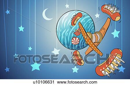 Amusement park ride on a planet in space View Large Illustration Clip Art - Amusement park ride on a planet in space. Fotosearch