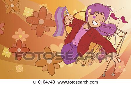 Clipart - Close-up of a girl jumping. Fotosearch