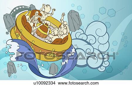 Stock Illustration - High angle view of a group of people in an amusement park ride. Fotosearch