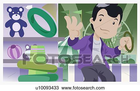 Portrait of a boy at an amusement park View Large Illustration Drawing - Portrait of a boy at an amusement park. Fotosearch