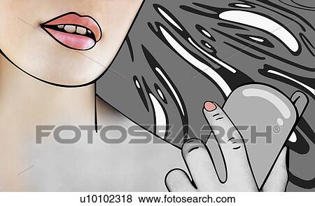 Stock Illustration - Mid section view of a woman holding a mobile phone. Fotosearch