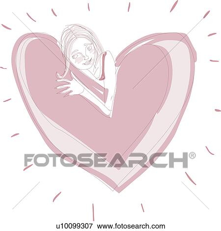 Young woman holding a heart View Large Illustration Stock Illustration - Young woman holding a heart. Fotosearch