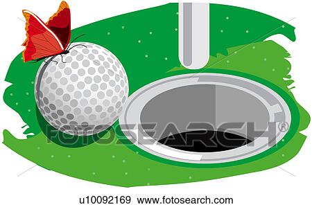 Stock Illustration - Close-up of a golf ball near a hole. Fotosearch