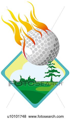 Close-up of a golf ball on fire View Large Illustration Stock Illustration - Close-up of a golf ball on fire. Fotosearch
