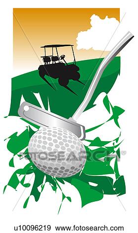 Stock Illustration - Close-up of a golf club hitting a golf ball. Fotosearch