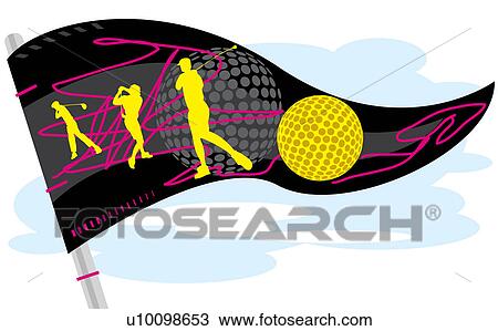 Drawing - Close-up of a golf flag. Fotosearch