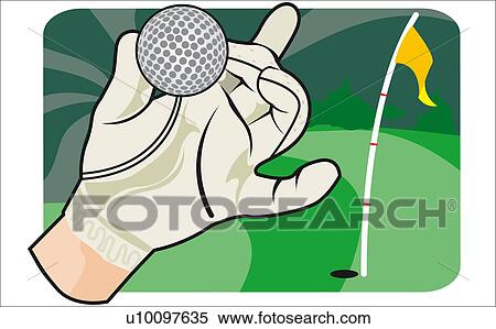 Stock Illustration - Close-up of a person's hand holding a golf ball. Fotosearch