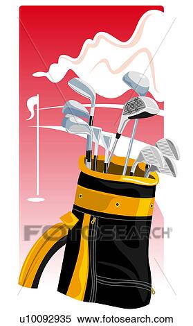 Stock Illustration - Close-up of golf clubs in a golf bag. Fotosearch