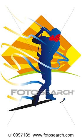 Stock Illustration - Young man swinging a golf club. Fotosearch