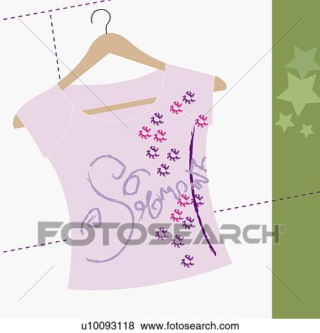 Stock Illustration - Close-up of a t-shirt on a hanger. Fotosearch