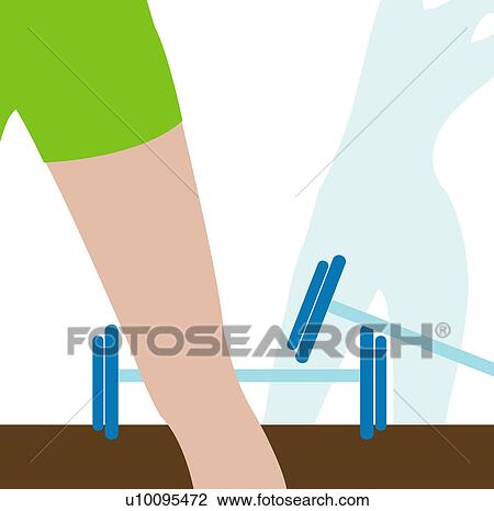 Close-up of a woman's leg in a gym View Large Illustration Drawing - Close-up of a woman's leg in a gym. Fotosearch
