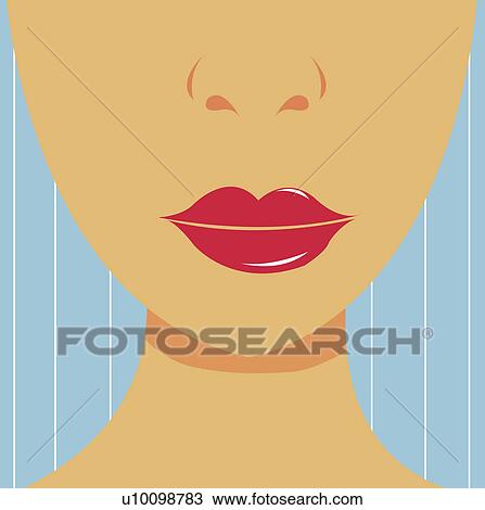Close-up of a woman's lips View Large Illustration Drawing - Close-up of a woman's lips. Fotosearch
