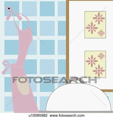 Close-up of an apron and a dish with a lid View Large Illustration Drawing - Close-up of an apron and a dish with a lid. Fotosearch