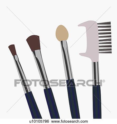 Stock Illustration - Close-up of make-up brushes. Fotosearch