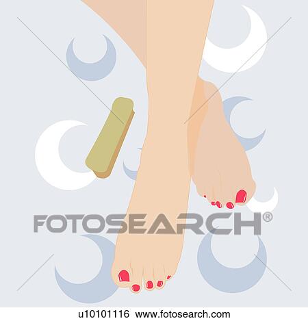 Stock Illustration - Low section view of a woman's feet. Fotosearch