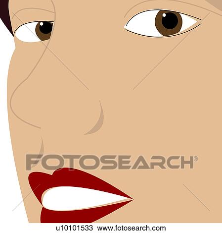 Drawing - Portrait of a woman's face. Fotosearch