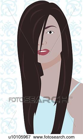 Stock Illustration - Portrait of a young woman wearing a tank top. Fotosearch
