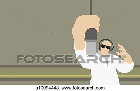 Close-up of a man holding a microphone and singing View Large Illustration Stock Illustration - Close-up of a man holding a microphone and singing. Fotosearch