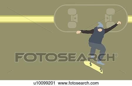 Close-up of a man on a skateboard View Large Illustration Clip Art - Close-up of a man on a skateboard. Fotosearch