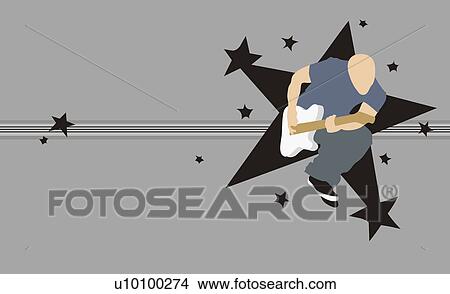 Stock Illustration - Close-up of a man playing a guitar. Fotosearch