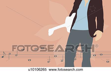 Mid section view of a person holding a guitar View Large Illustration Stock Illustration - Mid section view of a person holding a guitar. Fotosearch