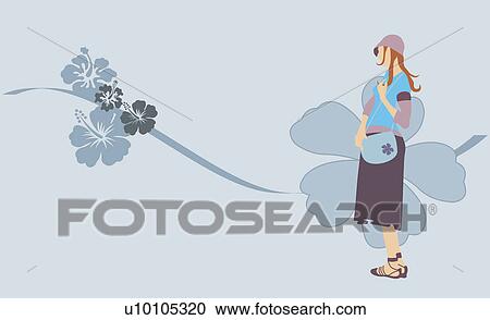 Side profile of a woman carrying a purse View Large Illustration Clipart - Side profile of a woman carrying a purse. Fotosearch