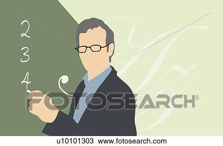 Male teacher writing on the blackboard View Large Illustration Drawing - Male teacher writing on the blackboard. Fotosearch