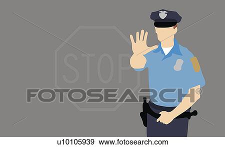Stock Illustration - Policeman making a stop gesture. Fotosearch