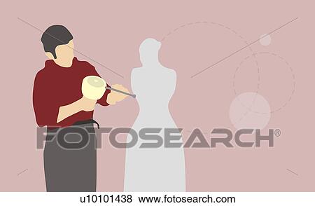 Sculptor carving a statue from a block of stone View Large Illustration Stock Illustration - Sculptor carving a statue from a block of stone. Fotosearch