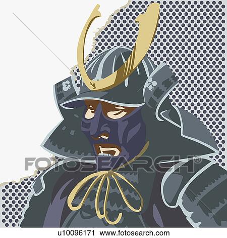Clip Art - Close-up of a man wearing a mask. Fotosearch