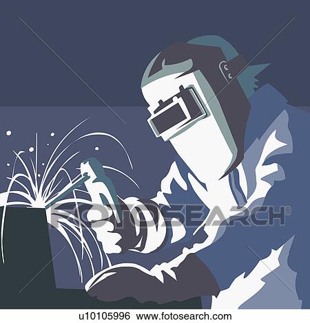 Stock Illustration - Close-up of a welder welding. Fotosearch